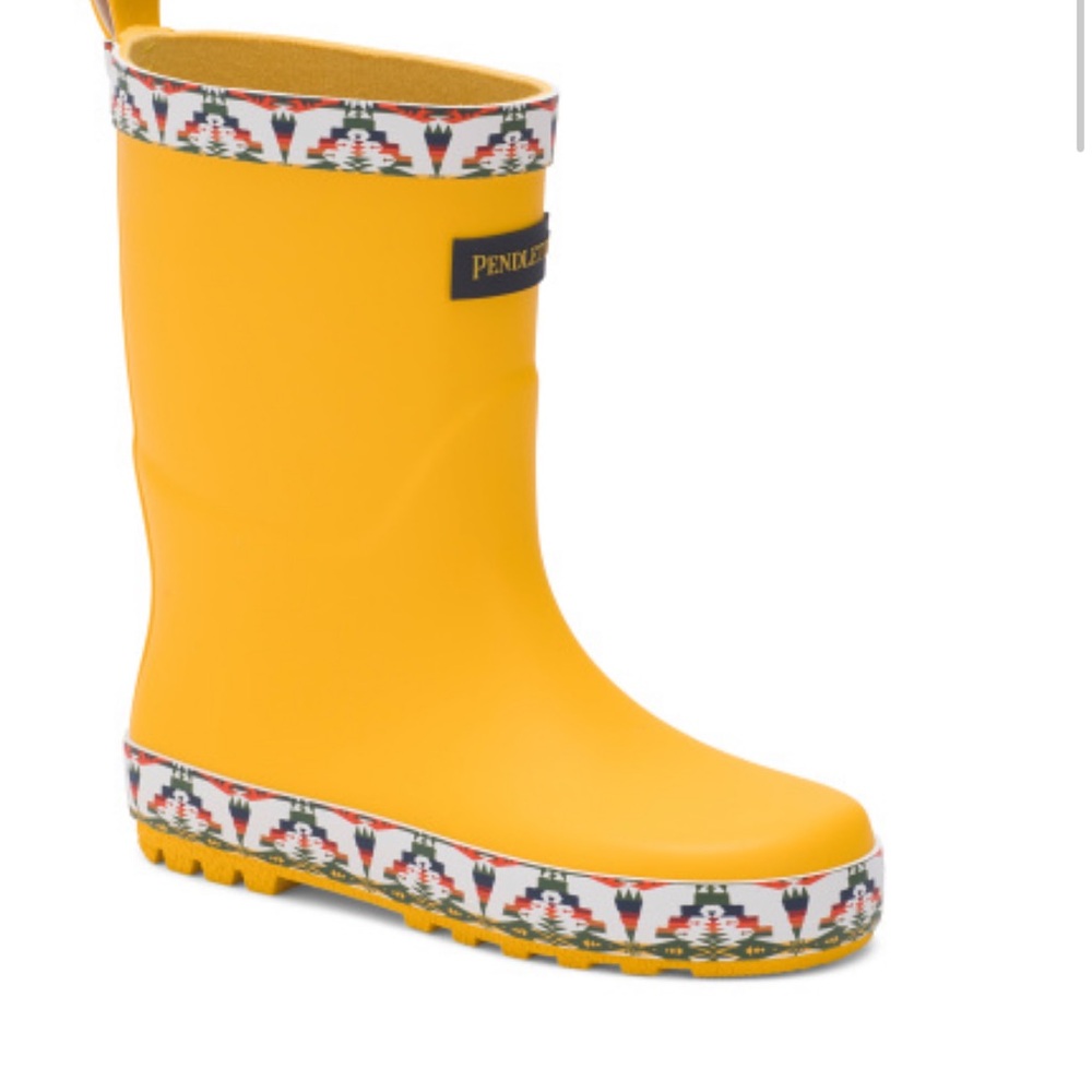 Pendleton Yellow Rain Boots with Geometric Trim